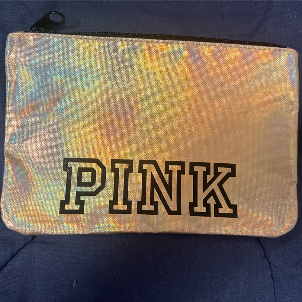 PINK Victoria's Secret Iridescent Toiletry Bag - Silver